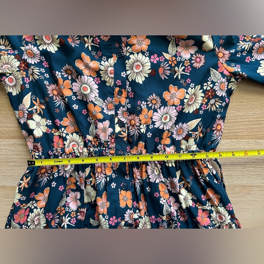 Baltic Born Jane Short Dress Floral Mini Teal Pink Long Sleeve Size S NWT - Picture 12 of 16